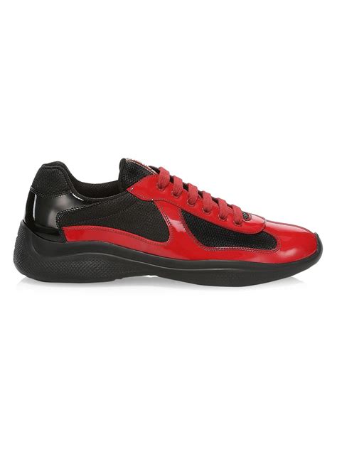 prada patent leather and technical fabric sneakers